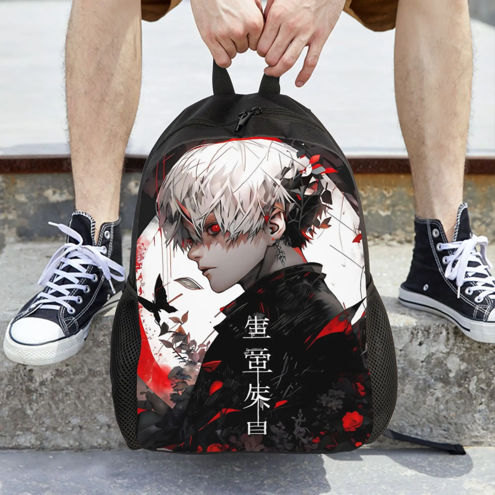 Fashion Halloween Tokyo Ghoul Kaneki Backpacks Its Bag Halloween Tokyo Ghoul Kaneki mochila Office Work Retro Washable Rucksack