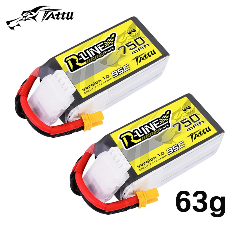 TATTU-R-LINE 1.0 3S 11.1V 750mAh 95C LiPo Battery For RC Helicopter Quadcopter FPV Racing Drone Parts With XT30 Plug 3S Battery