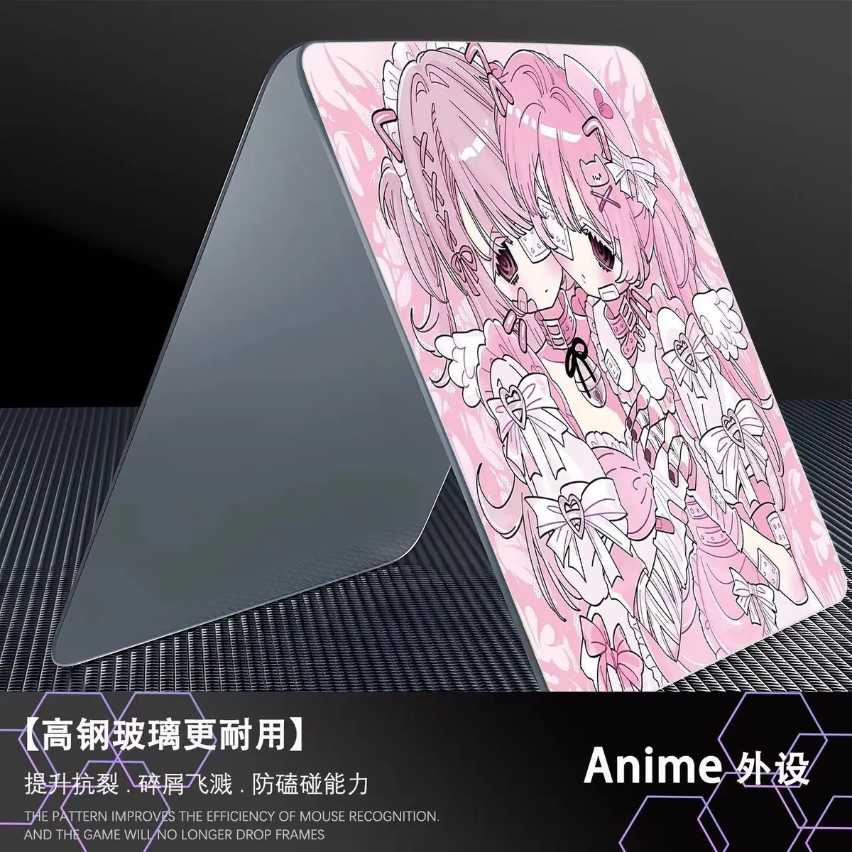 Pink Punk Angel Girl Glass Mouse Pad Gaming Pad Smooth Frosted Surface Waterproof Desk Tempered Multiple 450X400 Sizes Optional
