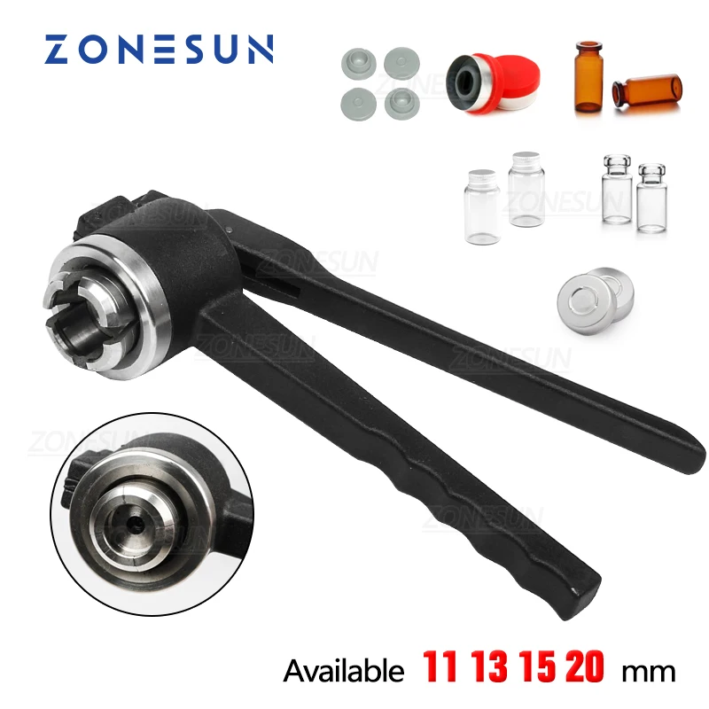 

ZONESUN ZS-PVC2 Manual Vial Capping Machine Crimper Aluminum Cap Flip-off Cap Handheld Bottle Sealer Infusion Bottle 11/13/15/20