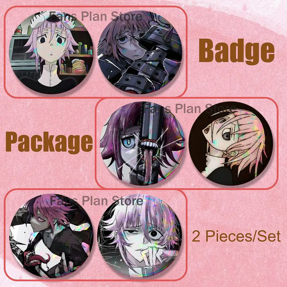 C-Crona S-Soul Anime E-Eater Brooches For Backpack Accessories 25,32,44,58,75mm Round Enamel Pin 2-piece Set Cartoon Anime Badge