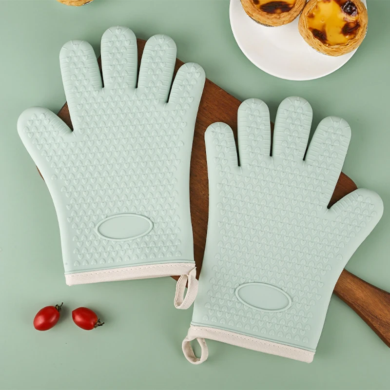 2pcs Household Microwave Silicone Gloves Thickened Heat Insulation Anti-Scald High Temperature Kitchen Baking Oven Utensils