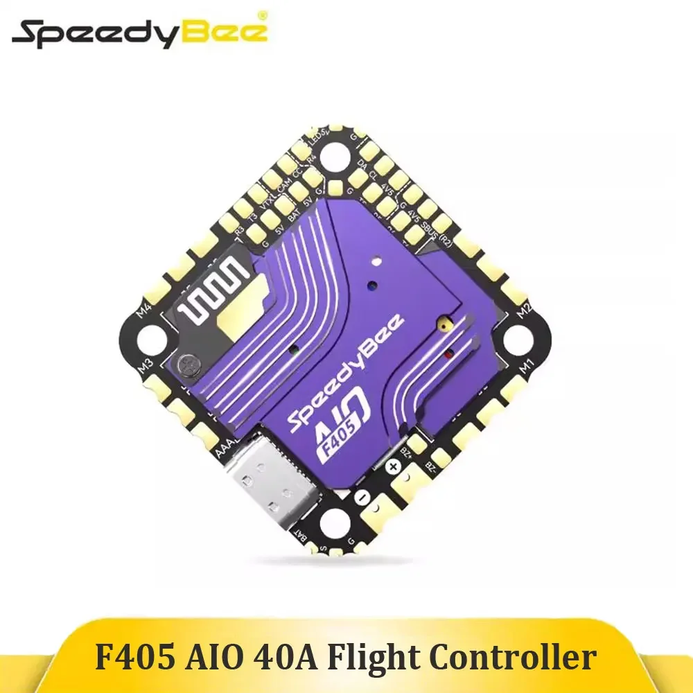 SpeedyBee F405 AIO 40A 25.5x25.5 Flight Controller with ICM-42688 Gyro New SPA06-003 Barometer for RC FPV Freestyle Drone