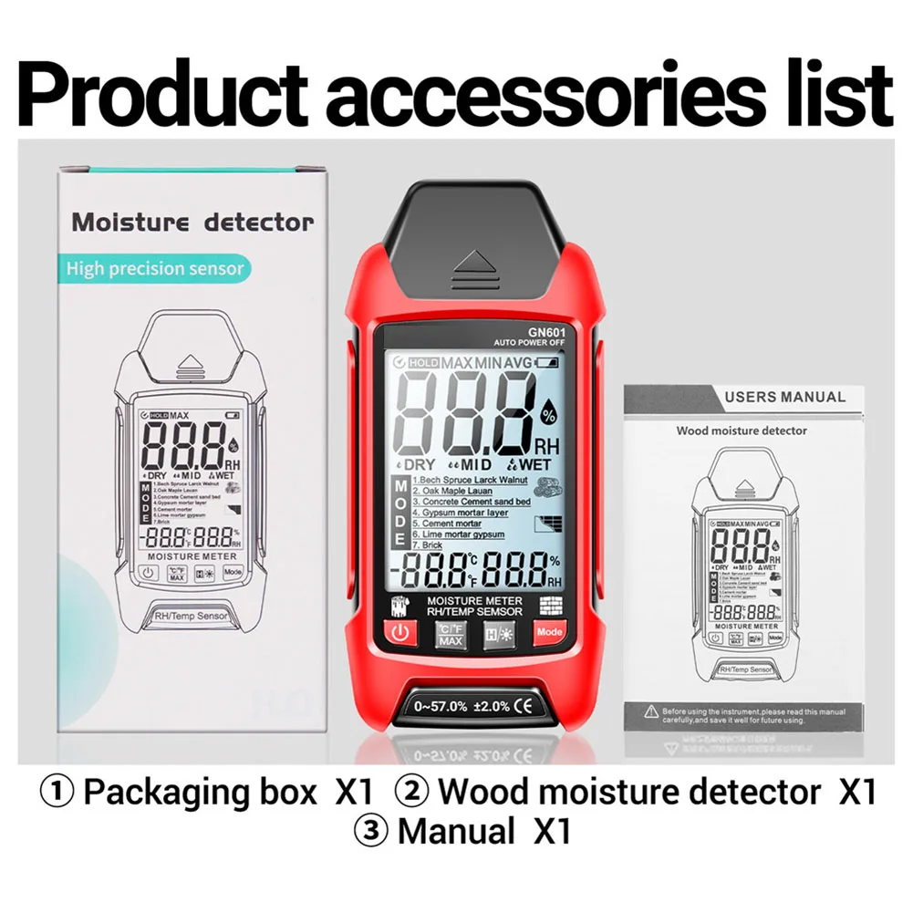 

Wood Moisture Meter with Digital Temperature and Humidity Sensor Accurate Tester for Construction and Home Improvement Projects