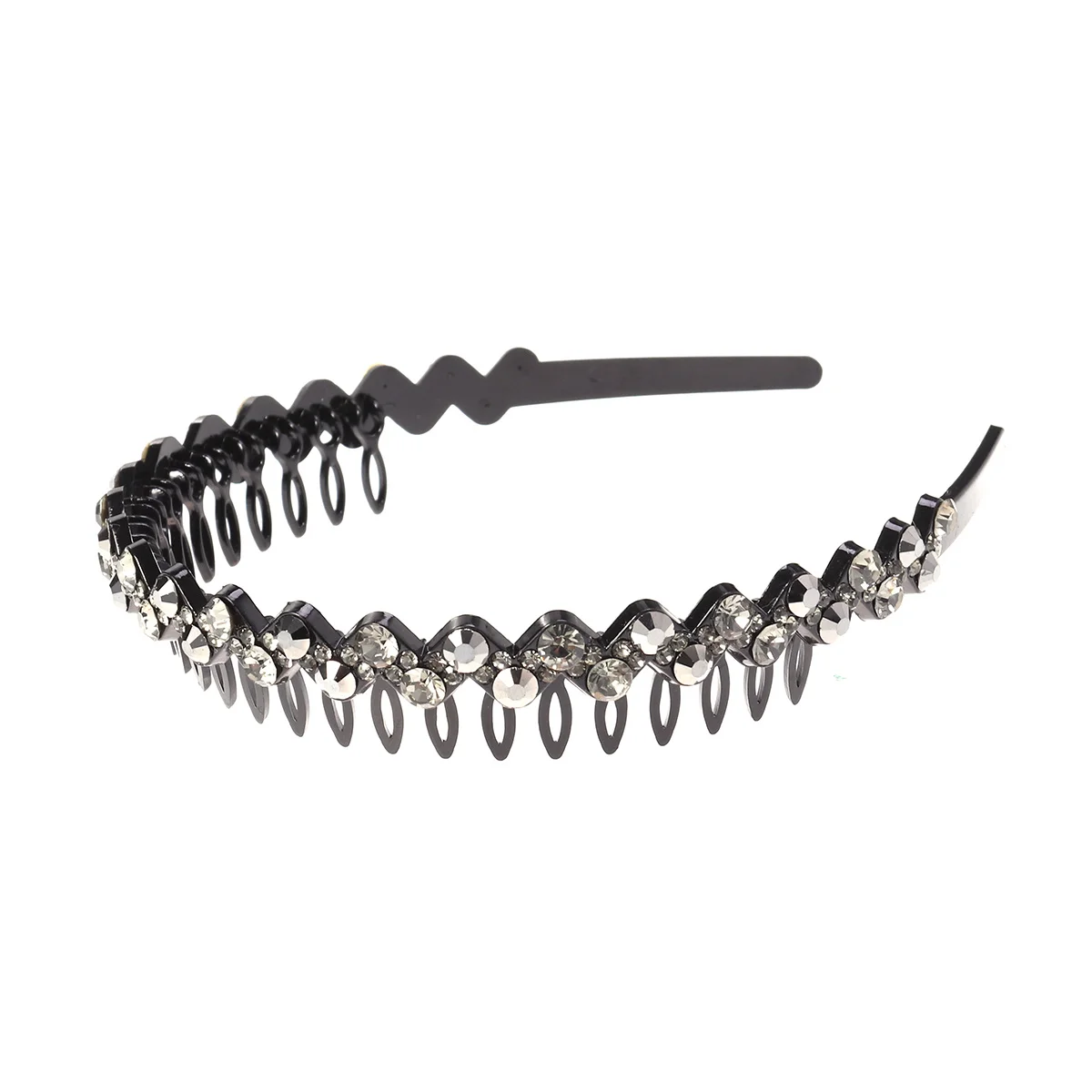 

Wave Headband Large Crystal Teeth Comb Hairband For Girls Sparkling Party Wedding Holiday Cosplay Daily Wear Grey Black