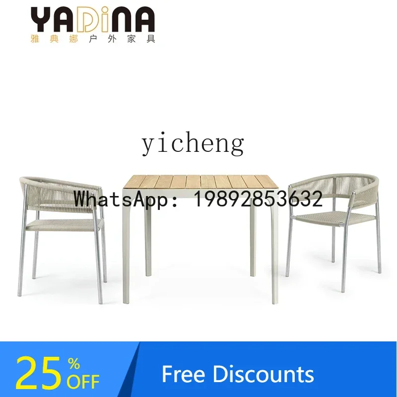 

LYY Outdoor Balcony Chair Courtyard Occasional Table and Chair Outdoor Antiseptic Wood Table and Chair Rattan Furniture