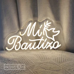 Mi Bautizo LED Neon Sign, Luz de Neon Personalizada para o Quarto de Aniversário, Casa, Festival, Festa, Lâmpada, USB, Meu Batismo