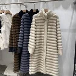 2024 Winter Luxury Faux Mink Fur Coat Women Fur Jacket Female Long Outerwear Fashion Fluffy Fur Coat Street Style Warm Overcoat