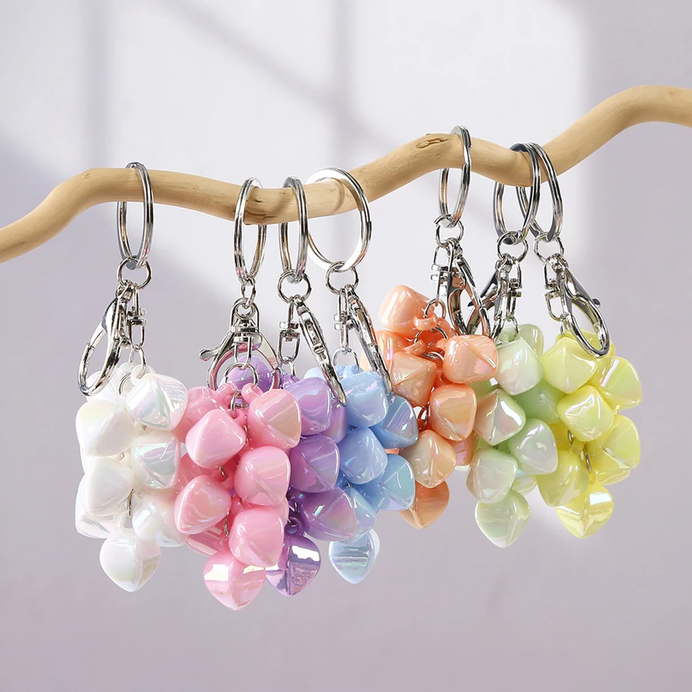 

Grape Cluster Keychain Decorative Acrylic Grape Keychain Colorful Grape Bead Keychain Acrylic For Backpack Keys Purse
