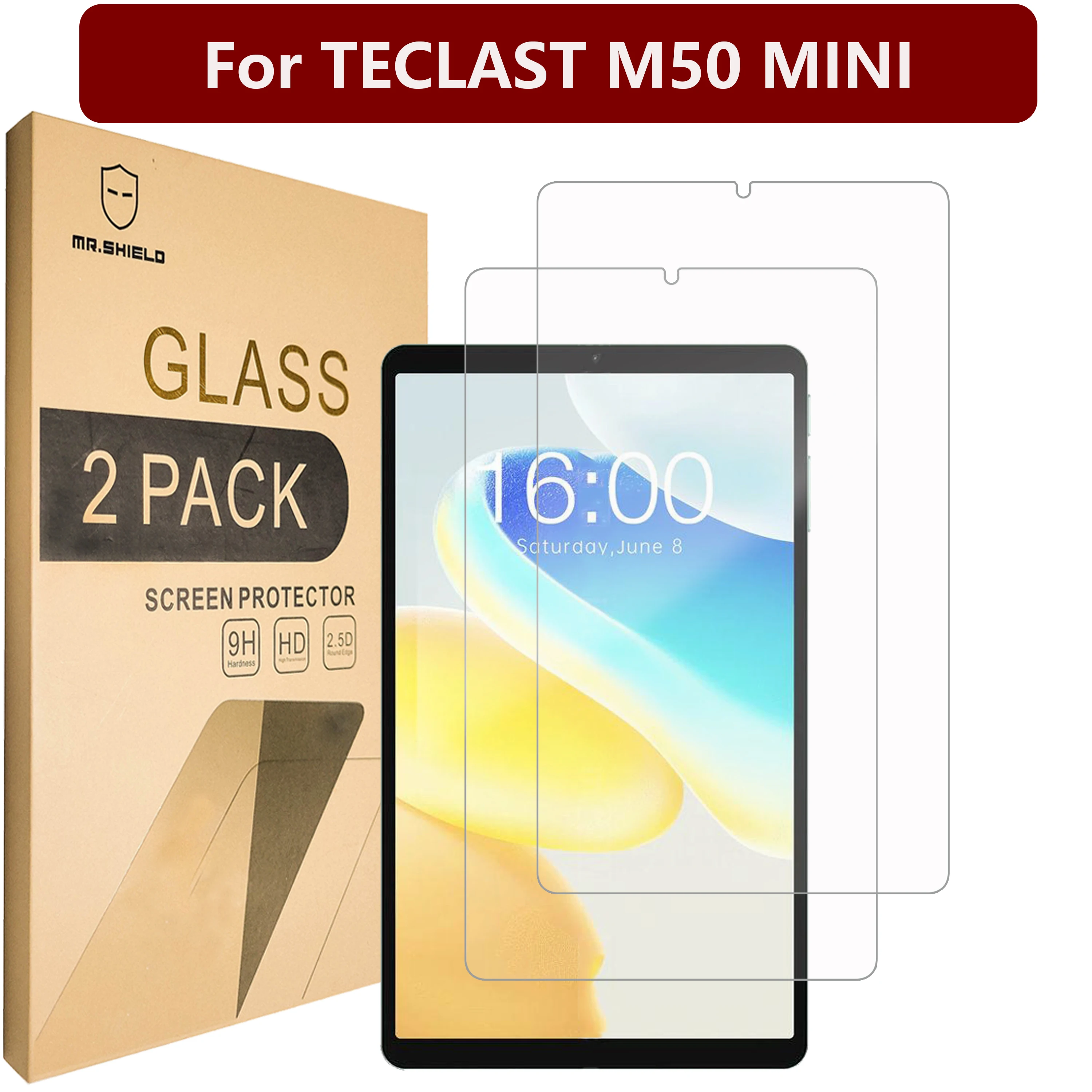 

Mr.Shield Screen Protector compatible with TECLAST M50 MINI [Tempered Glass] [2-PACK] [Japan Glass with 9H Hardness]