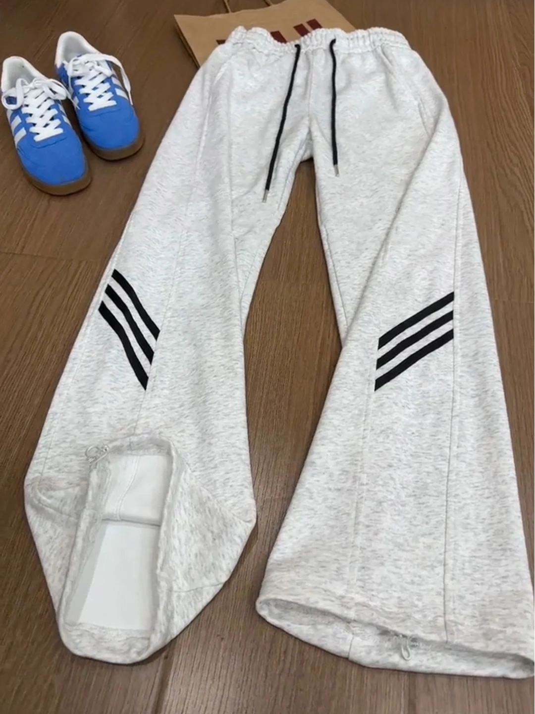 Cleanfit Trendy Brand Men's Sport Pants Straight Leg Fitn Trousers White Flower ey Stripe Bend Knife Casual Sportswear