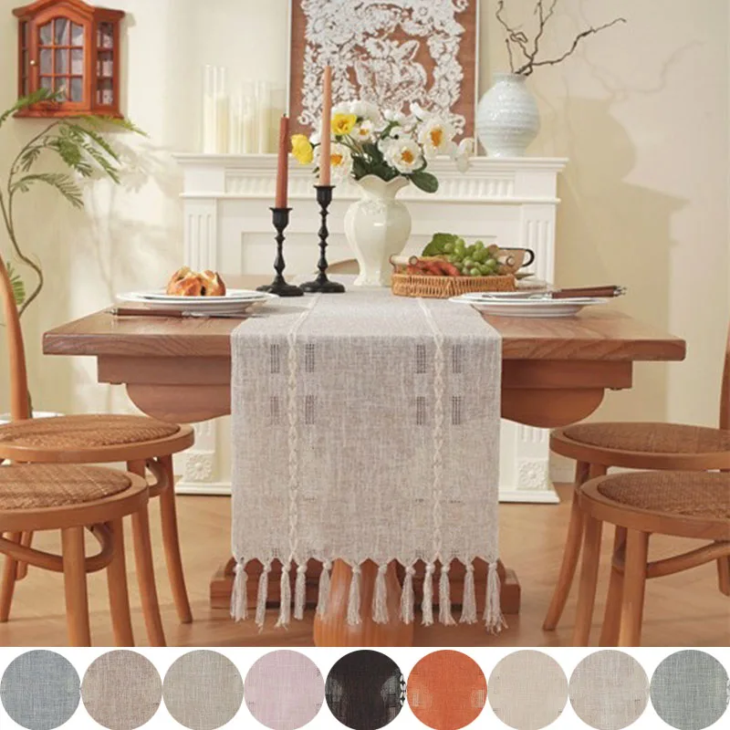 

French Hollow-out Tassel Table Flag Hand Woven Home American Countryside Tablecloth Suitable for Wedding Party Table Decoration