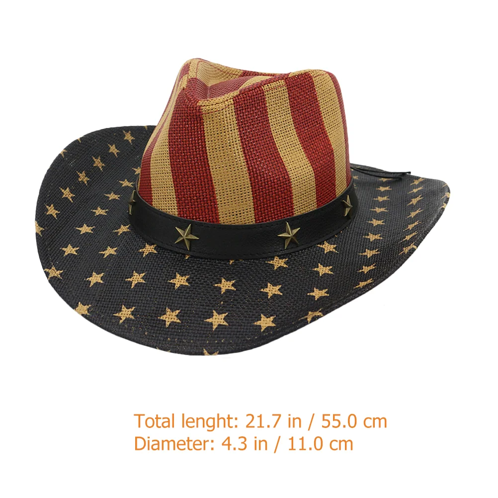 Western Cowboy Hat Decorative Hats Independence Day Multi-functional Straw for Men Women's & Caps Performing Banner