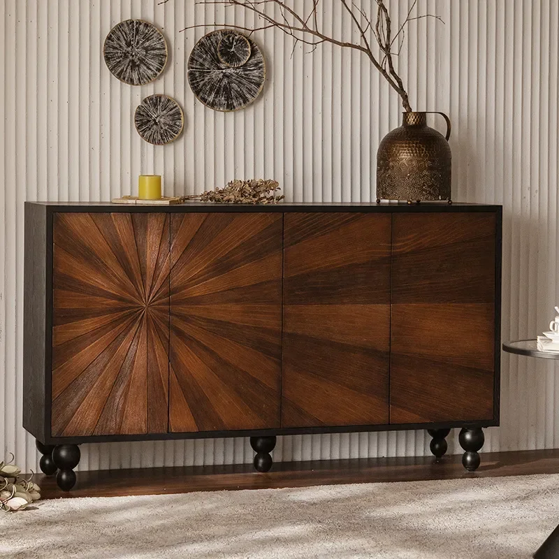 American Retro Solid Wood Porch Cabinet Entryway Foyer Storage Locker Small Apartment Living Room Side Cabinet
