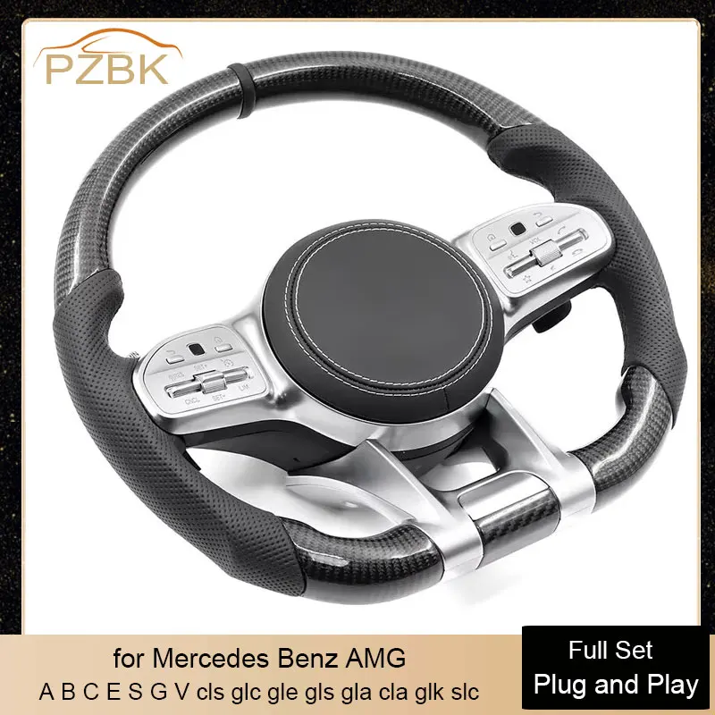 

Карбоновый автомобильный спортивный руль в сборе для Mercedes Benz AMG Cls Glc Gle Gls Gla Cla Glk W204 W205 W206 W212 W213 W222 C220