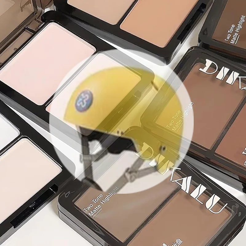 (HG)DIKALU Tavolozza di contorni 3D Bronzer viso Cosmetico Cipria per ombreggiatura viso Cosmetici per trucco ombretto per naso opaco duraturo a due toni