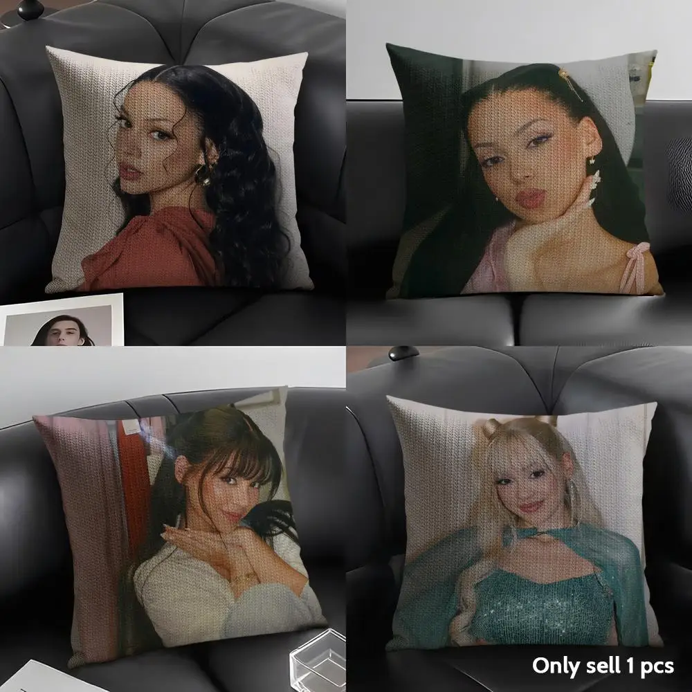 A-Ayliva Cool Singer Cushion Cover Natural Linen Organic Fabric Double-Sided Printing Sofa Home Decor Gift Pillow Case