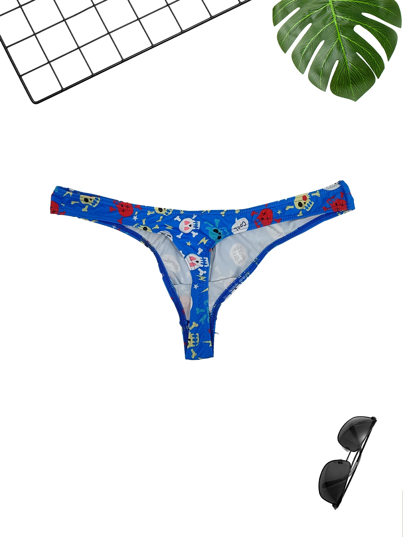 3 قطعة ثونغ الرجال المألوف الجمجمة طباعة منخفضة الخصر مثير الرجال ملابس داخلية رياضية غير رسمية مريحة وناعمة الرجال سيور