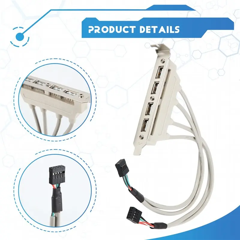AD23-Mainboard 4 Port USB 2.0 To 9 Pin Header Bracket Extension Cable