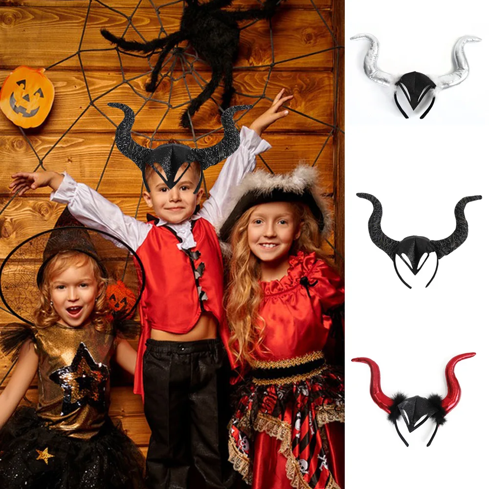 Halloween Decoration,Horror Devil Horns,Black,Red,Devil Decorative Headband,Halloween Photo Props