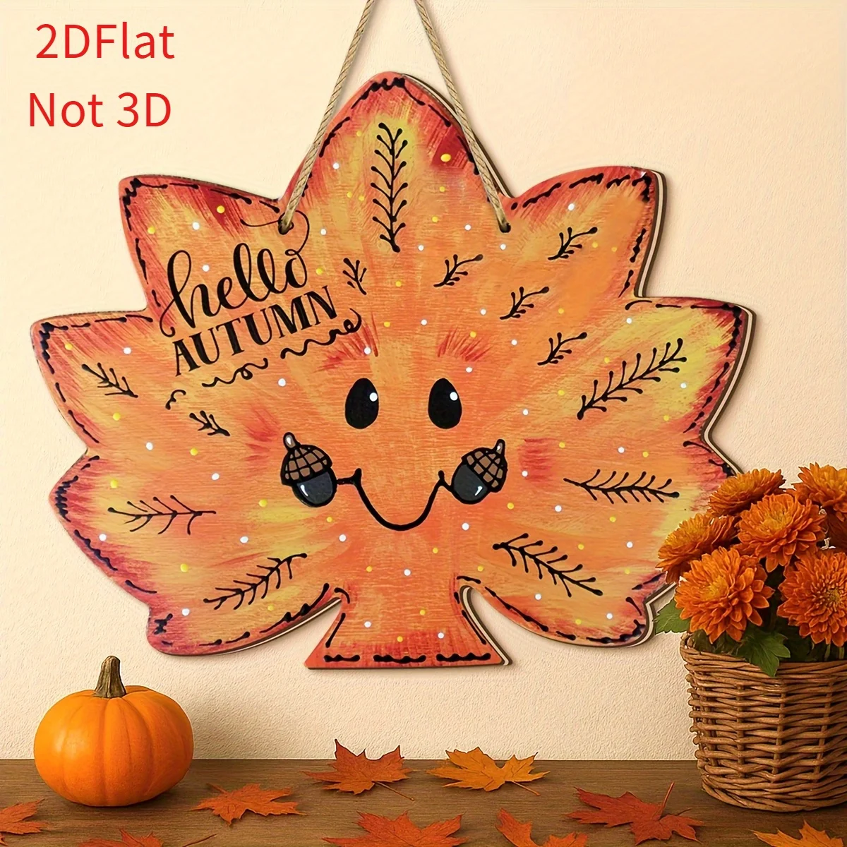 1 Stück Retro Herbst Holzschild Kranz-Schild 2D Flachbedrucktes Ahornblatt Herbst Wandbehang Schild für Thanksgiving Party Dekorationen