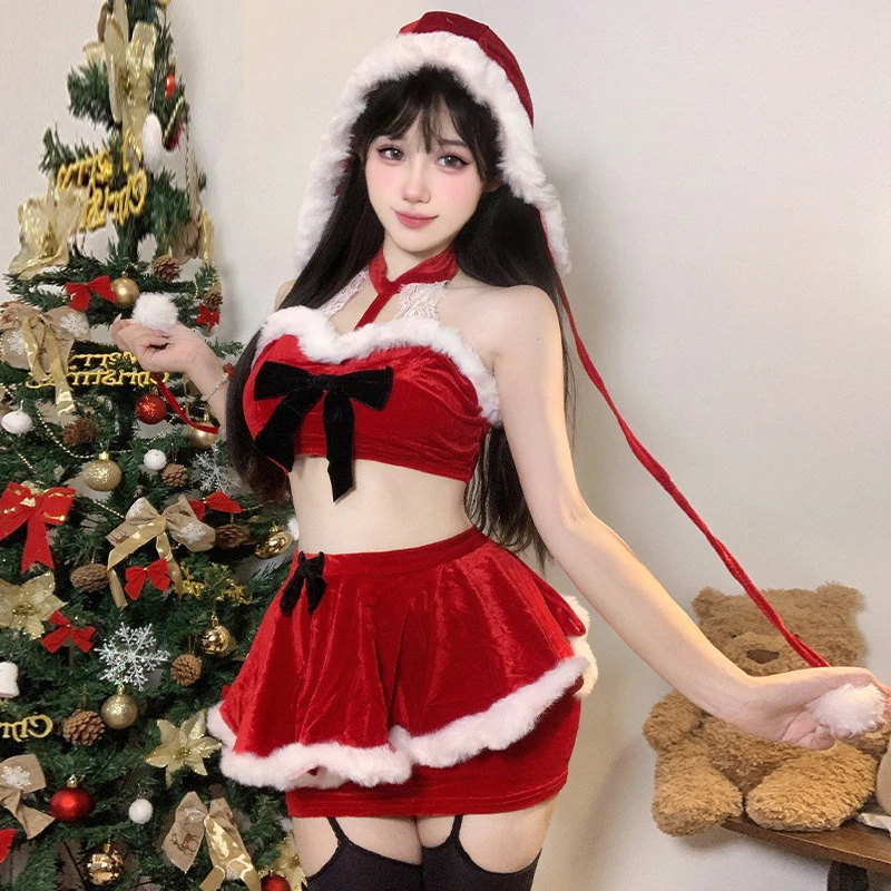 AniLV New Christmas Series Santa Claus Uniform Cosplay Xmas Plush Red Velvet Warm Dress Outfits Costumes