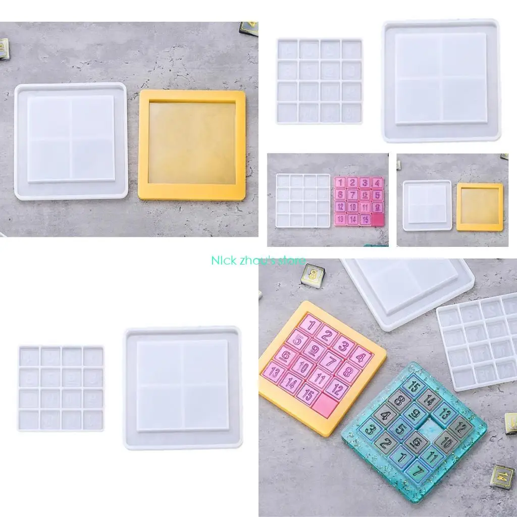 

E15E 2Pcs/Set Digital Puzzle Crystal Epoxy Resin Mold Number Puzzles Games Silicone Mould DIY Crafts Casting Tools