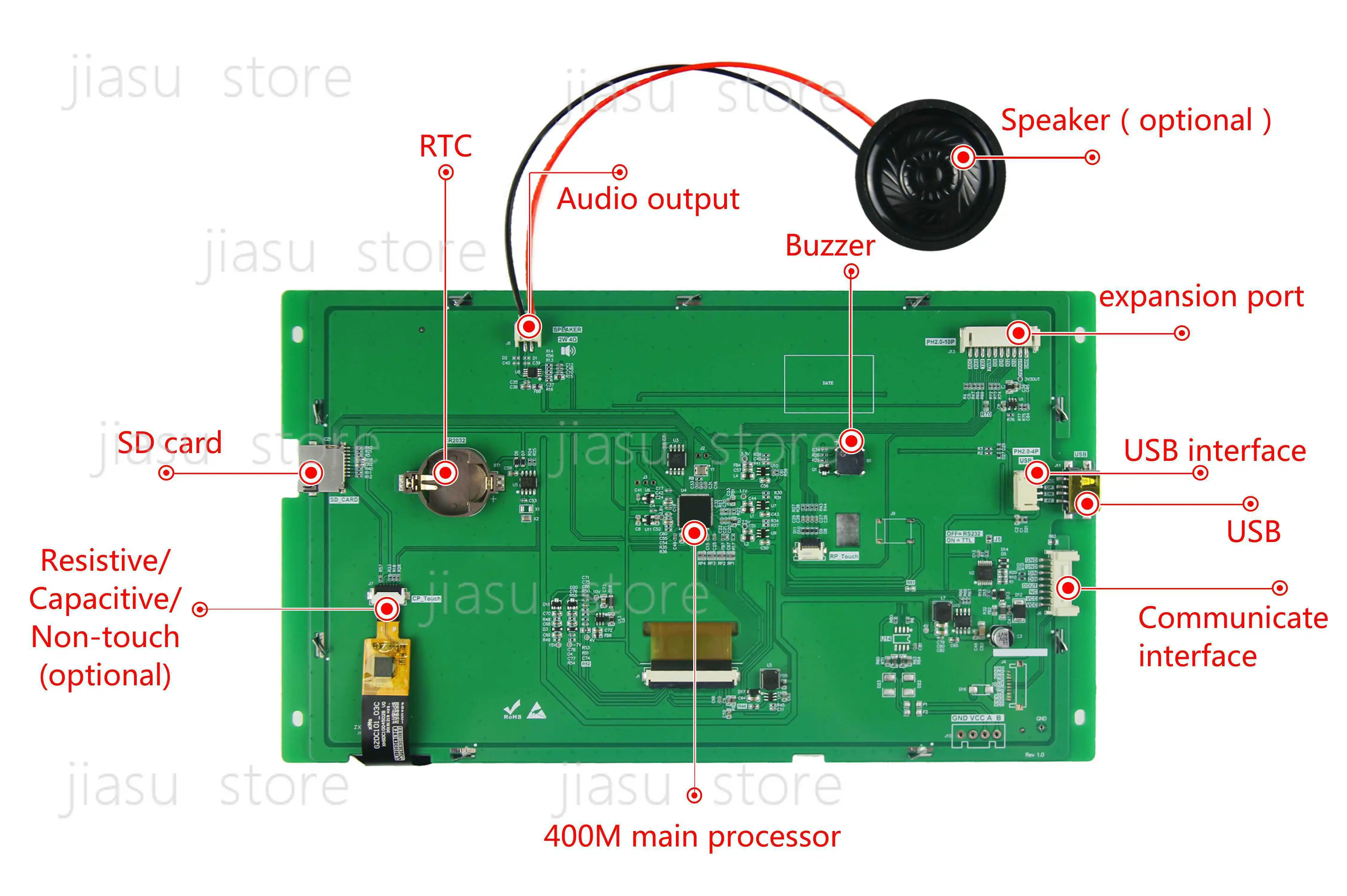 DACAI OLC 7 Inch 1024x600 800*480 TFT LCD HMI Uart Display Touch Screen Smart Lcd Module 7'' TFT LCD Basic Series Display Module