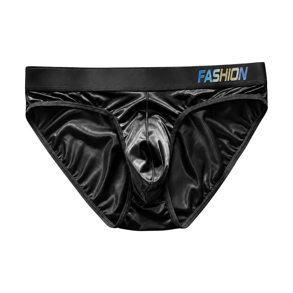 Underwear Men's Triangle Panties Ultra Smooth Lingerie Satin Silky Briefs Low Waist Gradient Letter Glossy Underpants Large Size