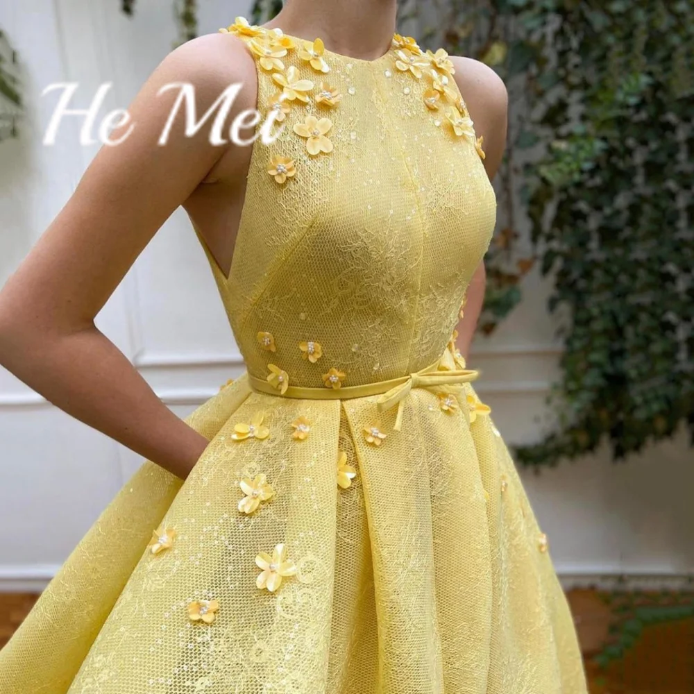 Prom Dress For Women Elegant A Line O-Neck Tank Formal Occasion Evening Gowns Sweep Train Flower Party Dresses فساتين الحفلات