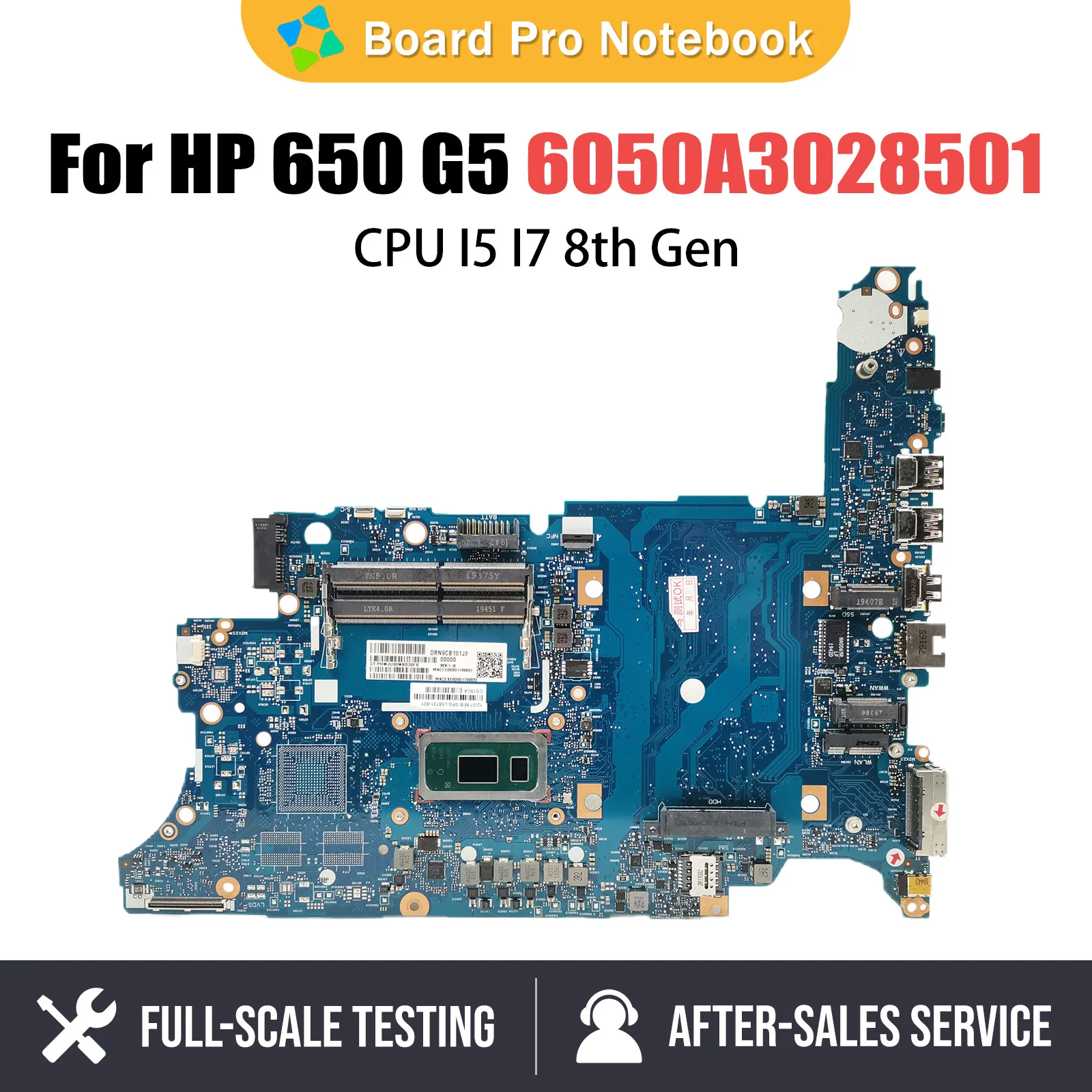 

Computer Mainboard For HP Probook 650 G5 L58734-601 L58731-601 L58735 Laptop Motherboard CPU I5 8th Gen 6050A3028501 Systemboard