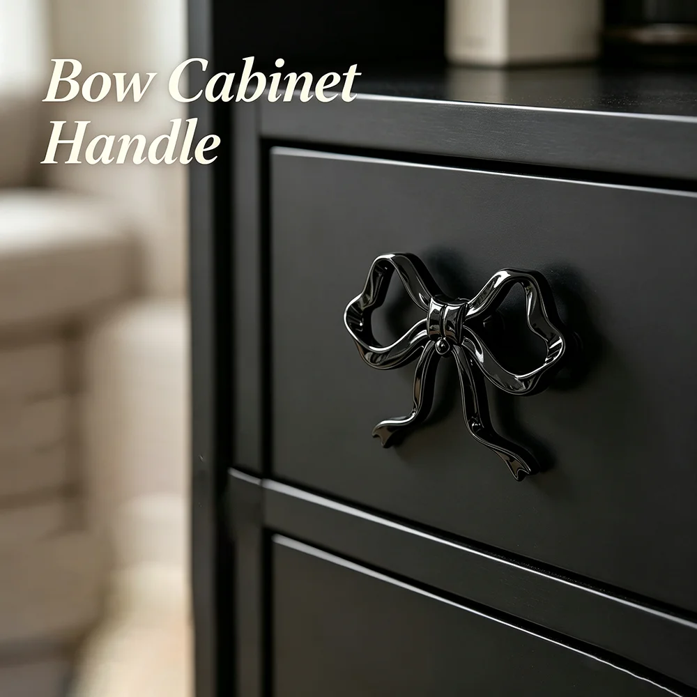 Retro Black Bow Cabinet Handles Nordic Style Classic Multifunctional Kitchen Cabinets Dressing Table Handle Easy Install
