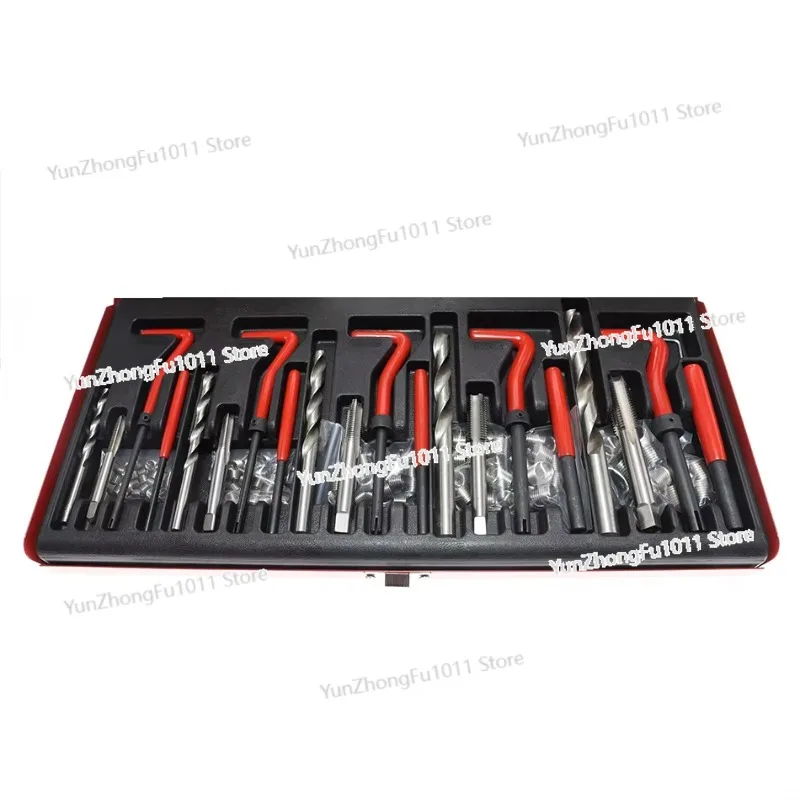 131-Piece Engine Thread Repair Kit with M5-M12 Inserts for Automotive Block Restoration and Mechanical Maintenance