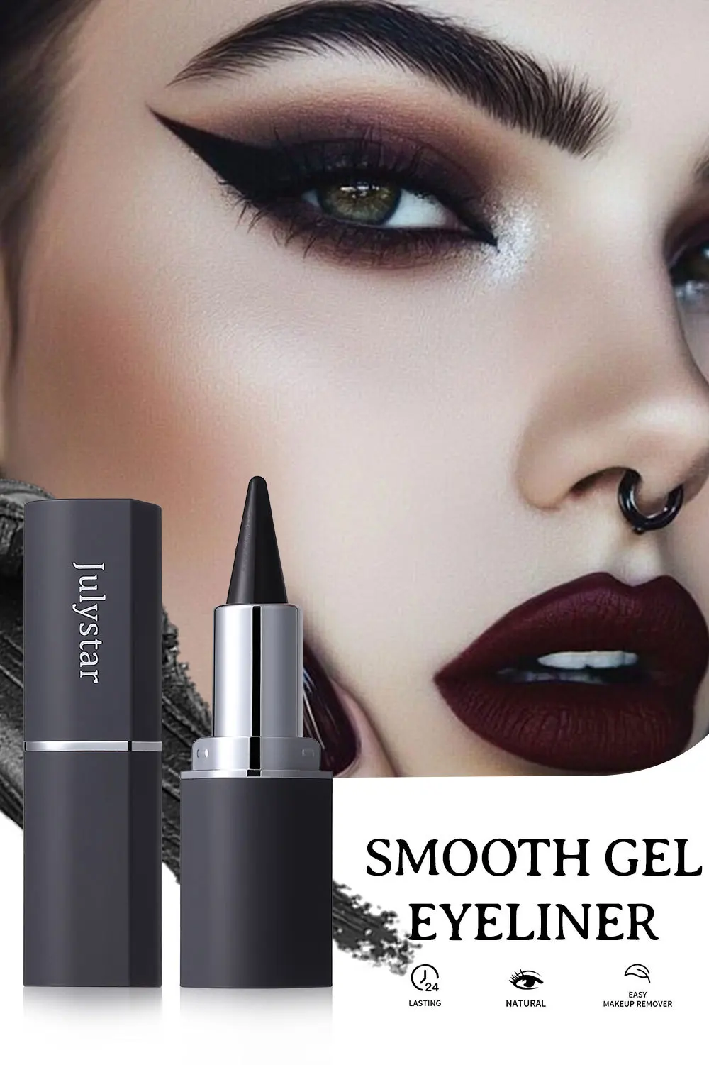 Precisie eyelinerpen Puntige punt 4 tinten Waterdicht Zwart Bruin Zilver Sneldrogend voor gevleugelde voering