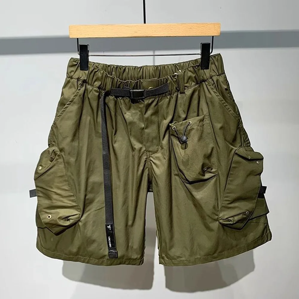 Mens Shorts Retro Cargo Multiple Pockets Casual Fashion Personality Comfortable Shorts Trendy Streetwear Style Summer New 2024