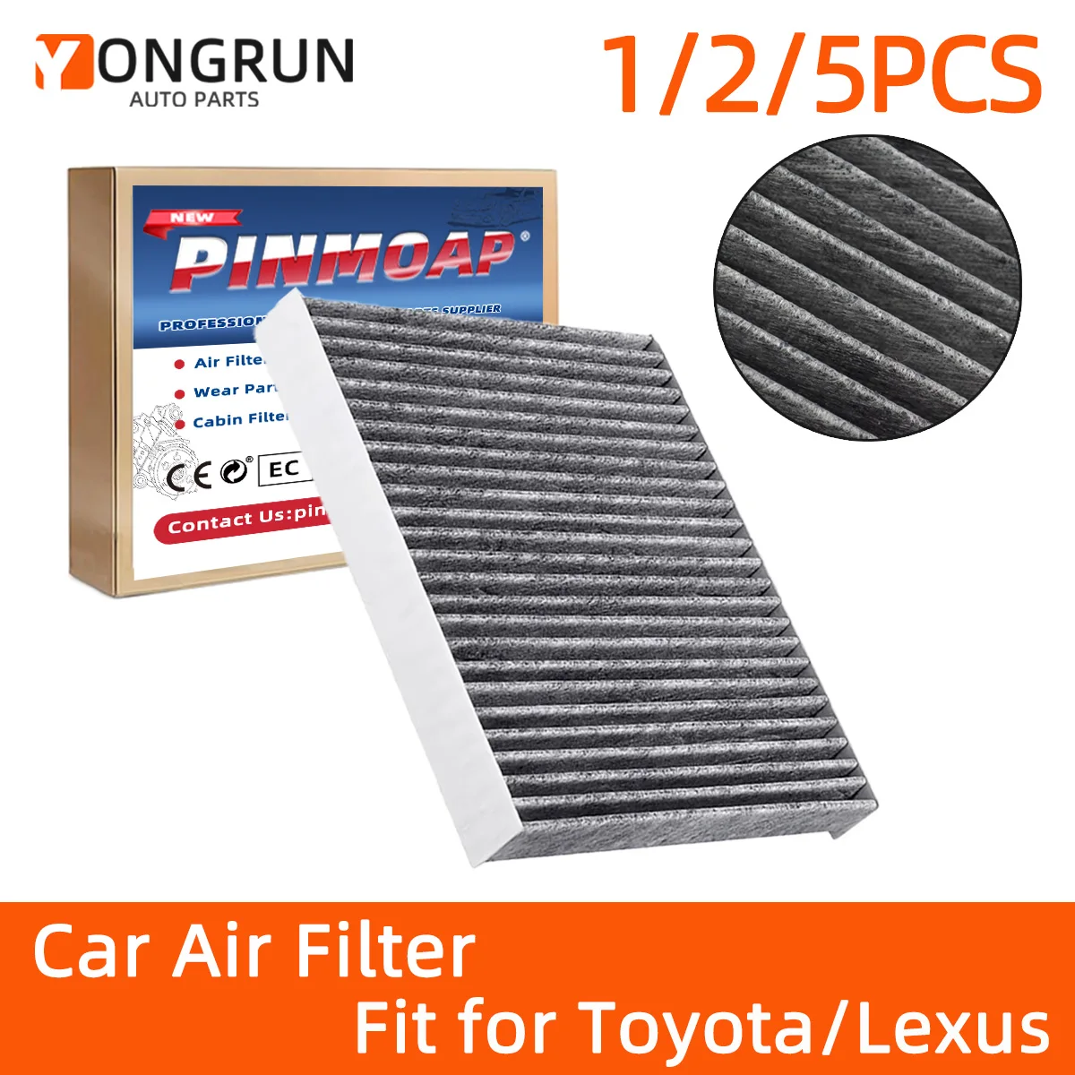 

YONGRUN 1/2/5PCS Car Air Filter Is Suitable For Toyota/Lexus CF12157 XC10622 CAF1950P C214711C 87139-0R030 CAF1950M 72880-FL00A