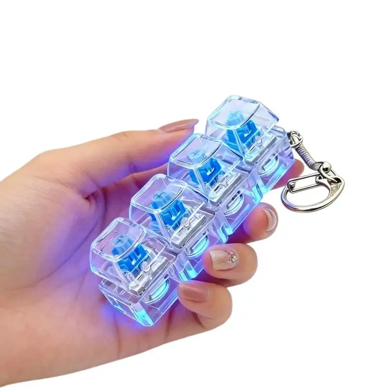 1 Stück LED-Tastatur-Schlüsselanhänger, Stressabbauendes Klickspielzeug mit LED-Tasten für Menschen mit Angstzuständen, Büroschreibtisch-Accessoire – Detail 6