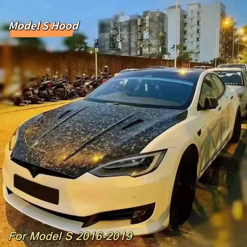Suitable 2016-2019 2023+ Model S Custom Refit Bonnet Forged Carbon Fiber Engine Cover Durable Exterior Tuning Accessories