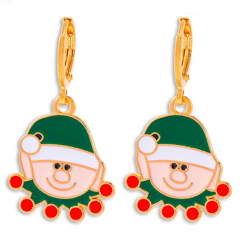 2026 جديد عصري لطيف الكرتون عيد الميلاد إسقاط أقراط المينا سانتا كلوز ثلج القمر معلقة هوب القرط مجوهرات للنساء #5