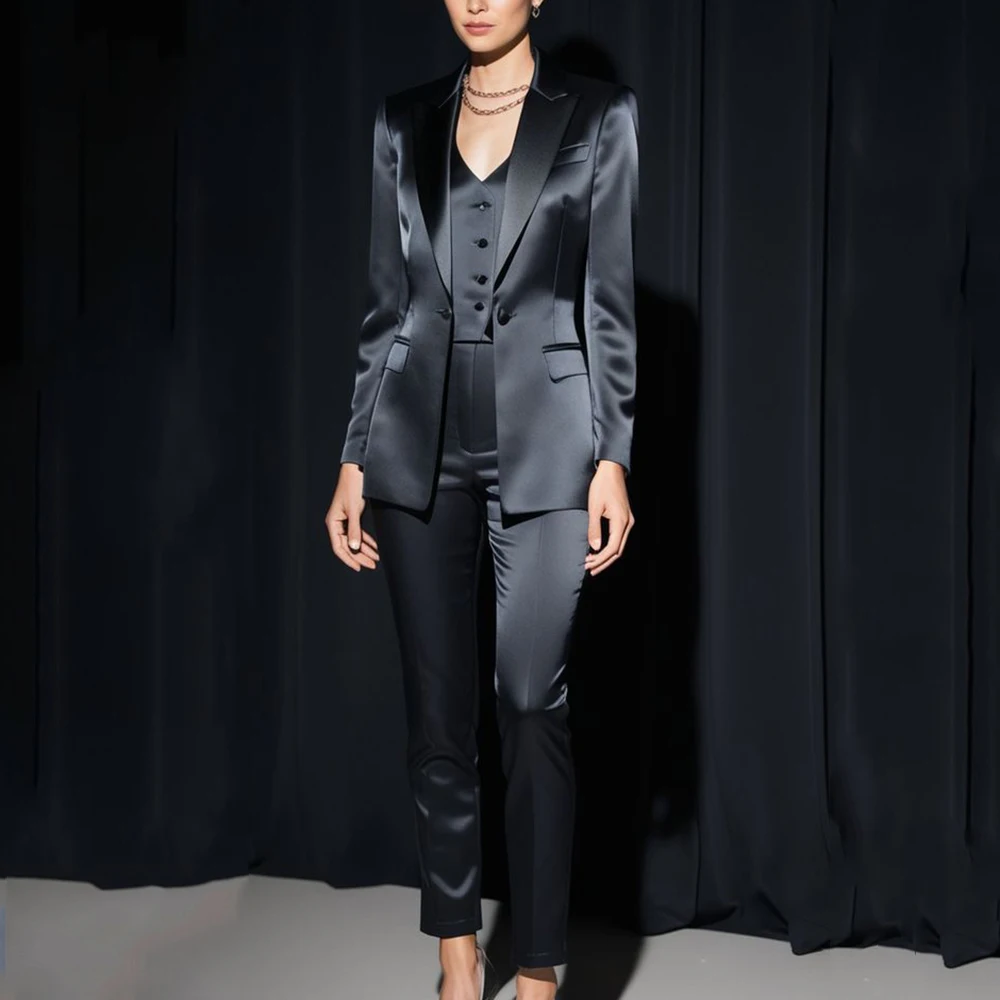 

Роскошный белый женский костюм, комплект из 3-х предметов, куртка, жилет и брюки, комплекты с пиковыми лацканами на одной пуговице, женская одежда, офисные женские тонкие блейзерные комплекты