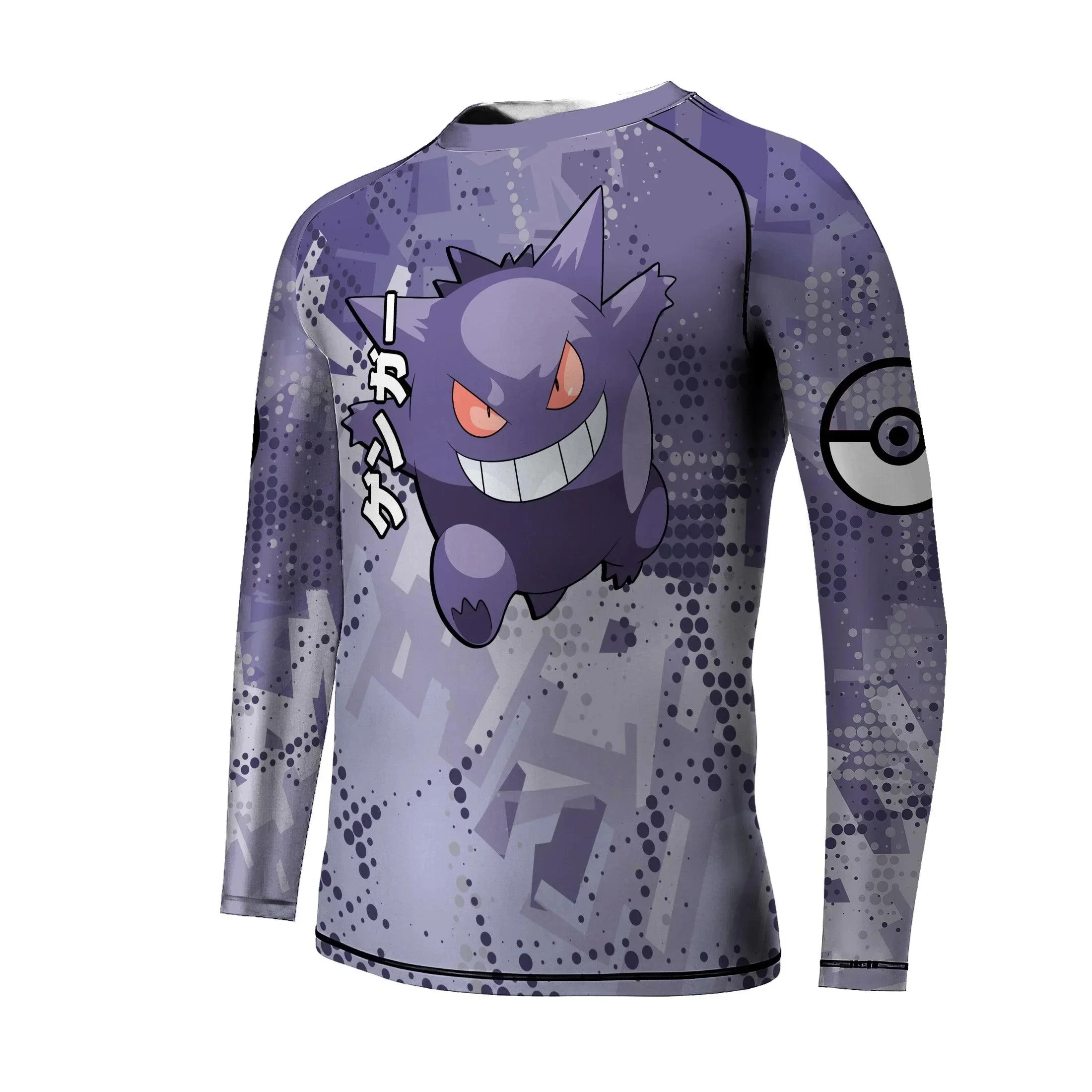 

Футболка-рашгард Gengar Smile 2026 с длинным рукавом для дайвинга, BJJ, MMA, плавания, серфинга, пляжа, фитнеса, спортивная одежда Y2k для мужчин