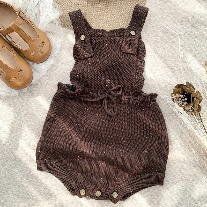 Infant Neugeborenen Mädchen Strampler Herbst Baby Gestrickte Jungen Overall Farbige Punkte Kleinkind Baby Kleidung Overalls Baumwolle Stricken Baby Strampler