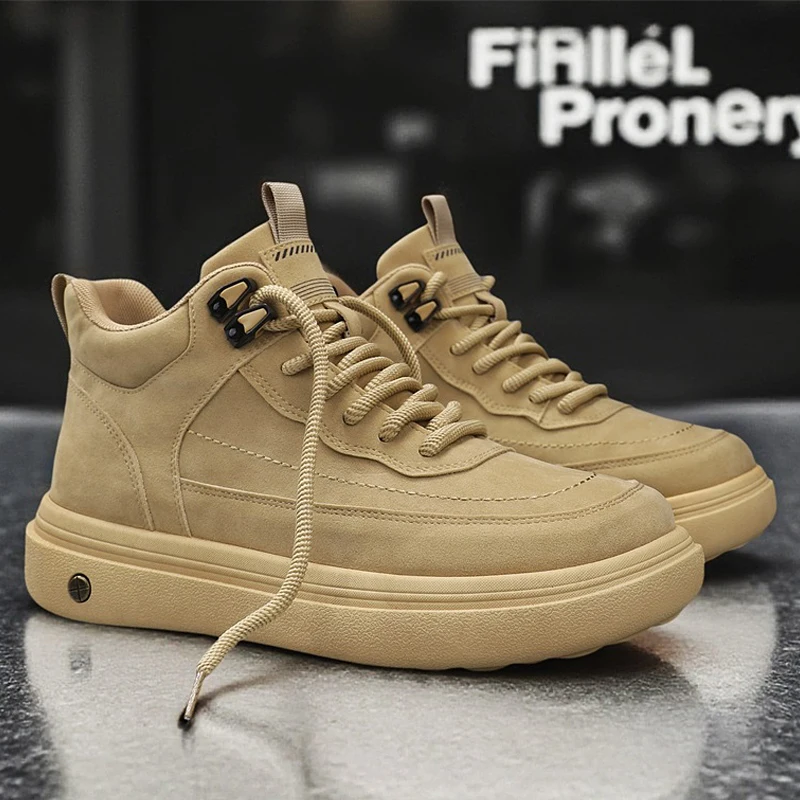 Mens Oxford Boots Casual High Top Sneakers Comfortable Walking Shoes Stylish Streetwear Footwear