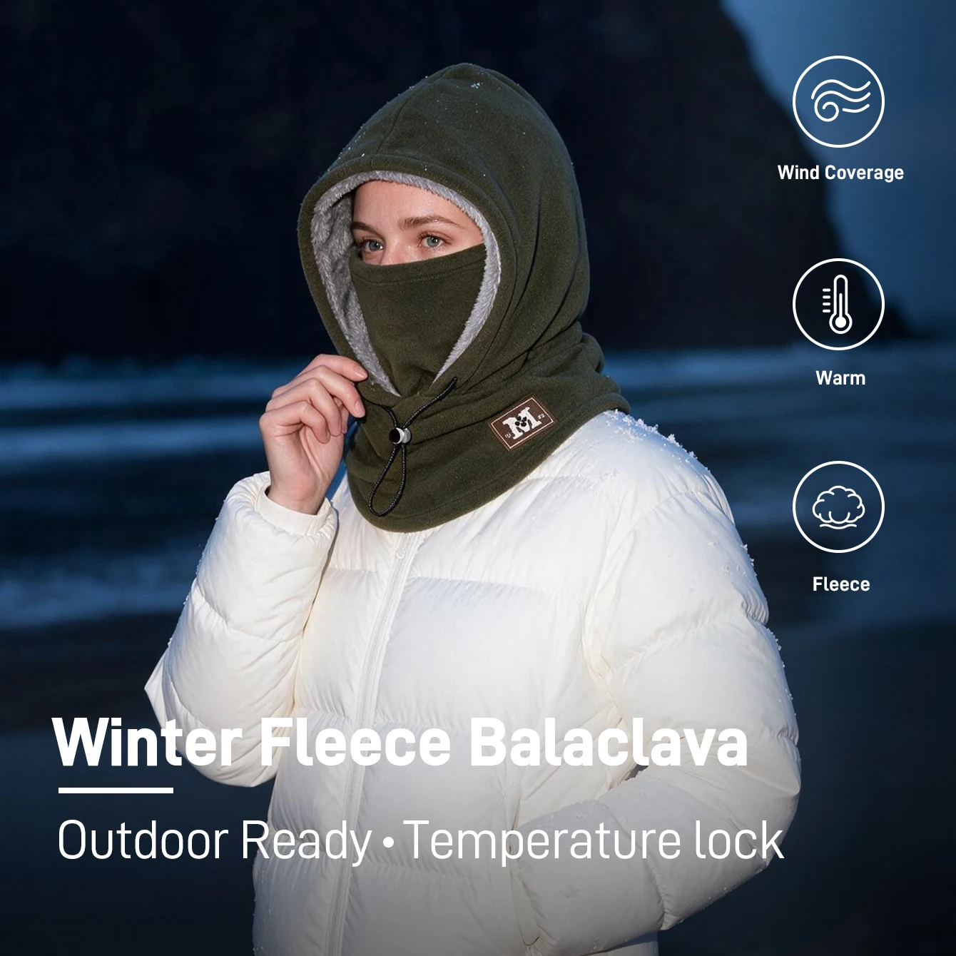 Balaclava winter fleece double-layer windproof and warm hat for cycling, skiing, cold protection, and neck protection