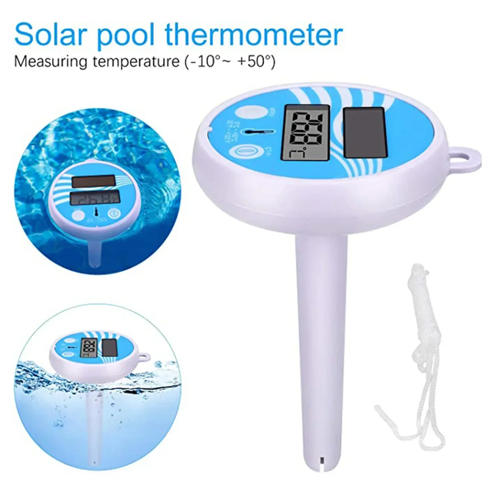 Solar Waterproof Floating Digital Pool Thermometer with LCD Display, Accurate Temperature Readings for Most Swimming Pools, Spas