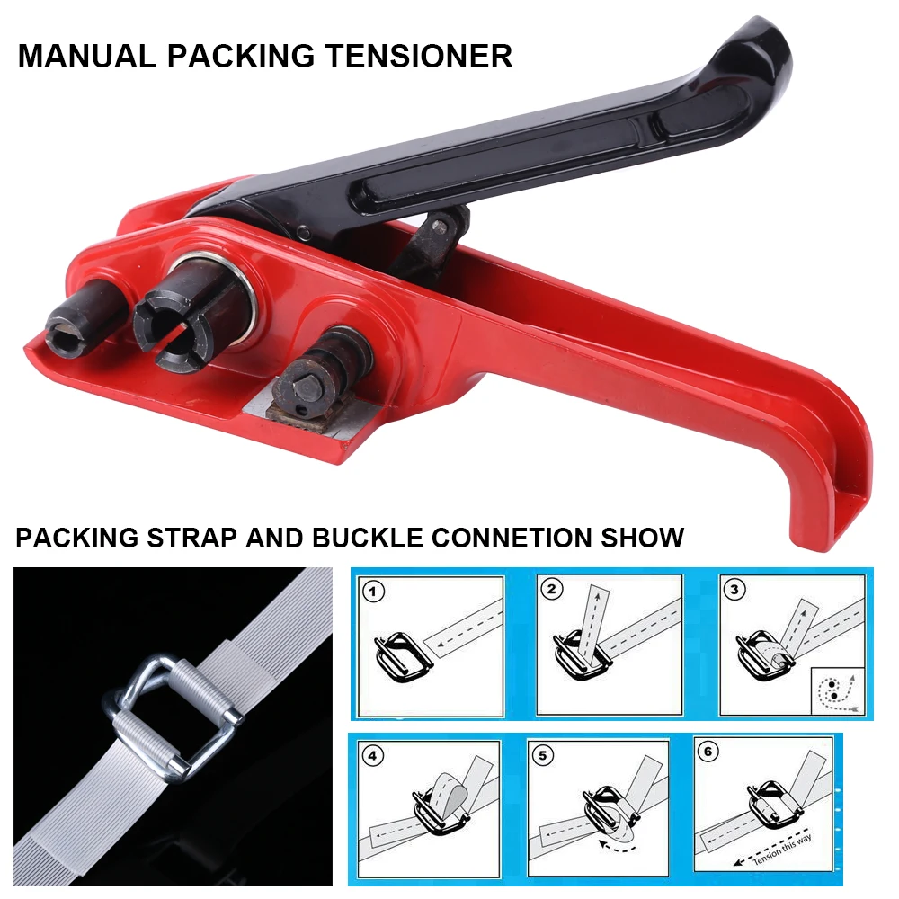 Packing Tensioner Manual Composite Cord Strip PET PP Plastic Strapping Sealer Tool Cutter 13~19mm Durable Hand Belt Tensioners