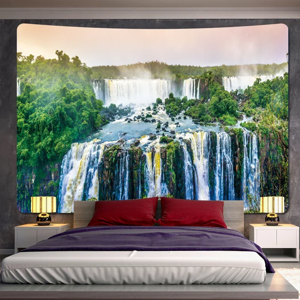 Beautiful natural landscape Waterfall Home Decoration Tapestry Hippie Bohemia Room Wall Decoration Tapestry