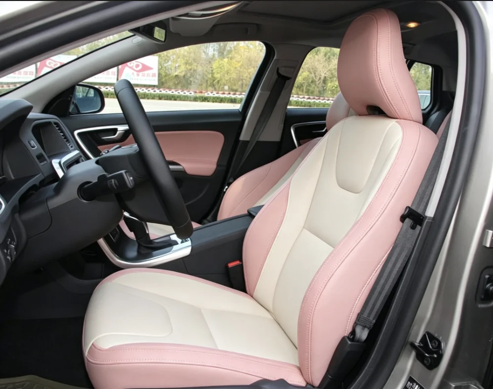 Für Volvo V60 2012~2015 Maßgefertigte Autositzbezüge Luxuriöses Nappaleder 100% Passgenau Innenraumzubehör 360 ° Vollständige Abdeckung – Detail 7