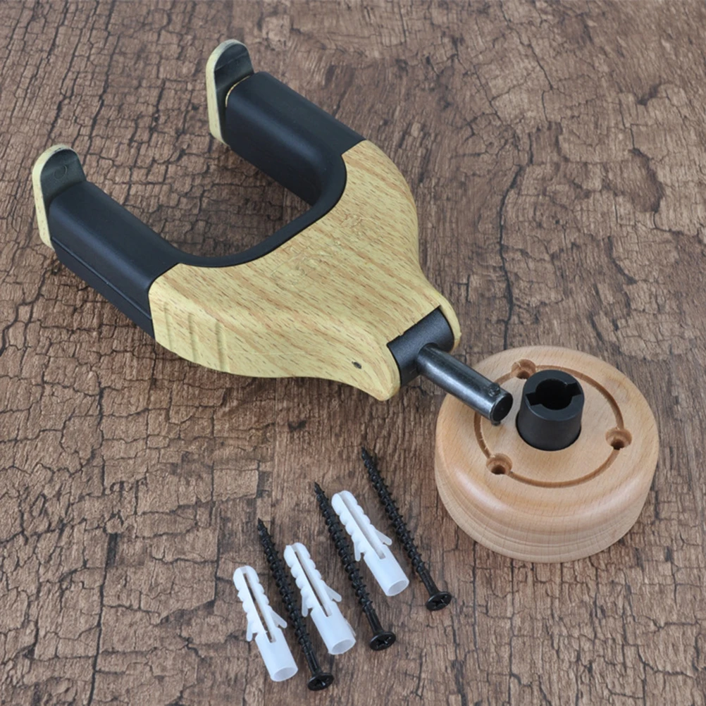 

2pcs Wooden Guitar Hangers Wall Mount Hook Holder For String Instruments Deep Cradle Easy Install Detachable Wood Color