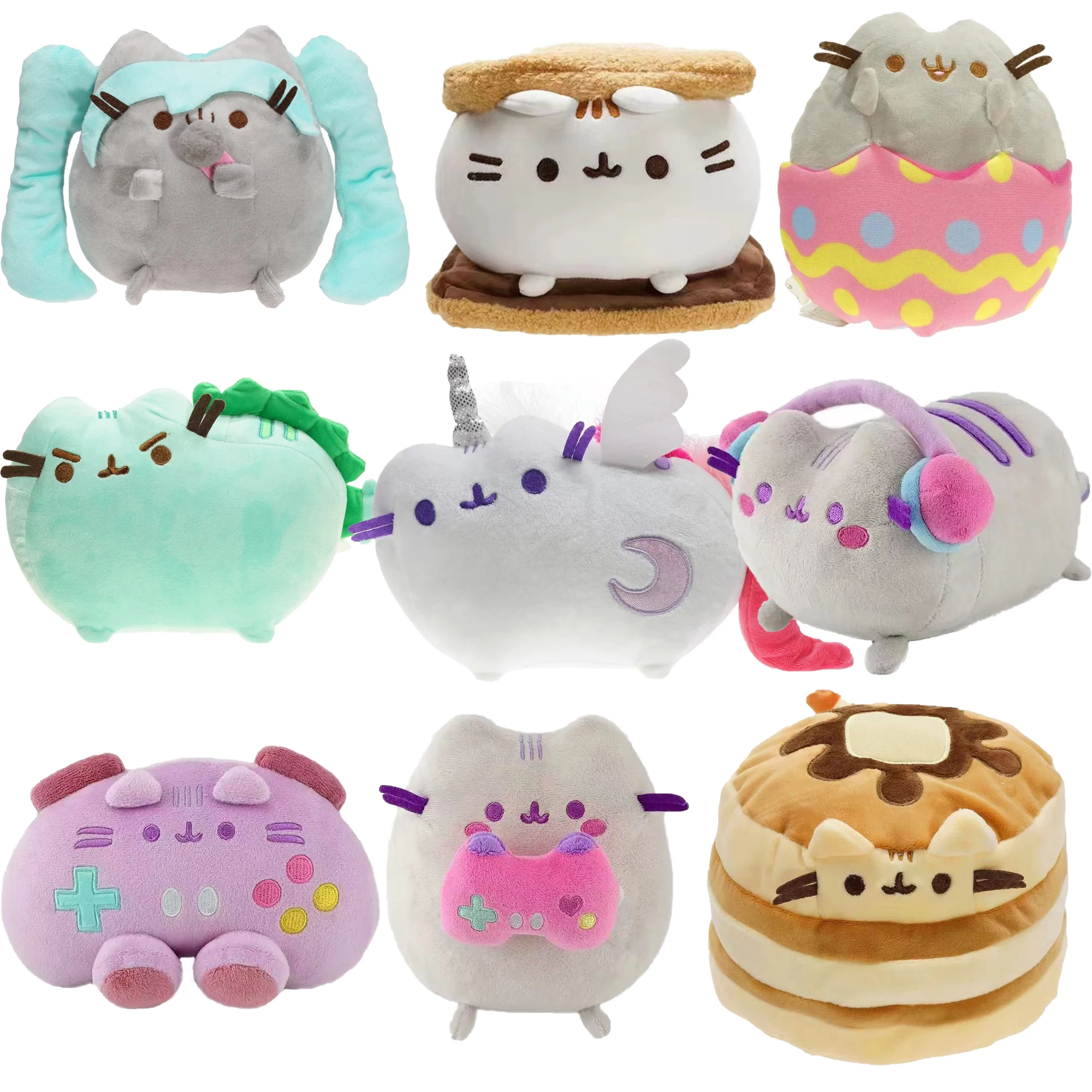 Urocza pluszowa zabawka Pusheen Kawaii, pączek, jednorożec, dekoracja pokoju, anime, chipsy ziemniaczane, lody, pizza, ciasto, kot, pluszowe zwierzątko, prezent.